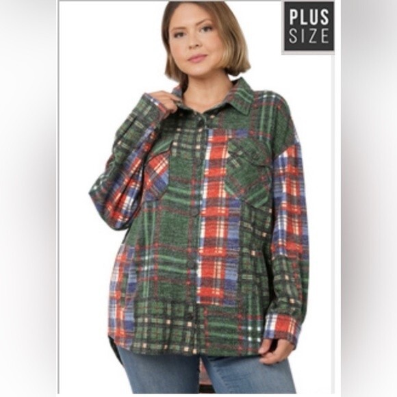 Zenana Outfitters Tops - Shirt:  Zenana Plus Size Button Down Shirt - SHACKET